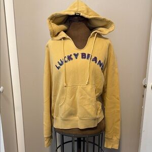 Lucky Brand Mustard Hoodie with Embroidered Logo